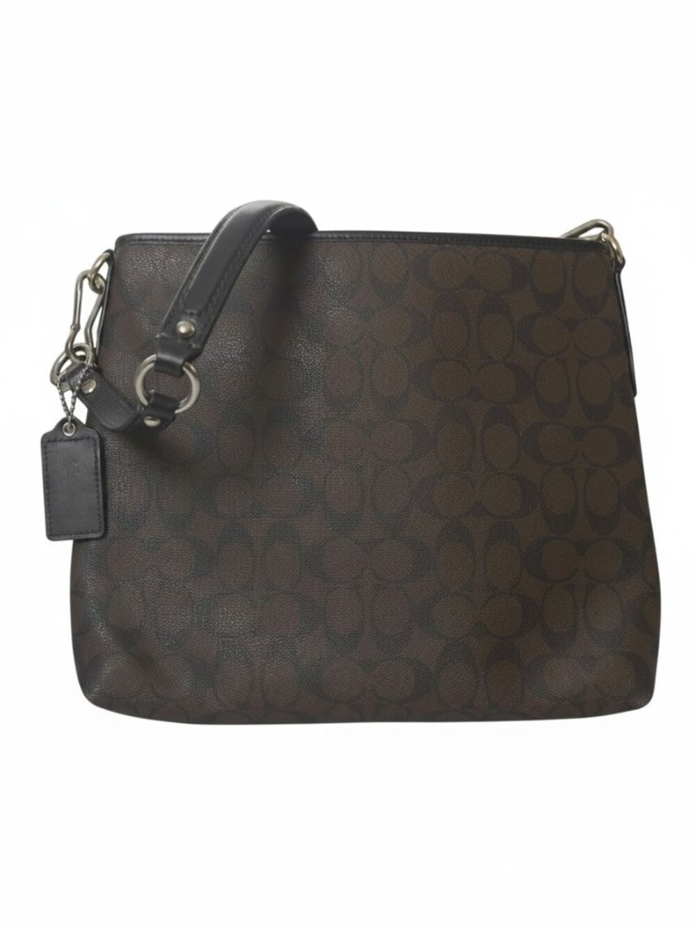 Coach F58297 Signature File Shoulder Bag Messenger Brown Black C Work School EUC - Picture 9 of 15